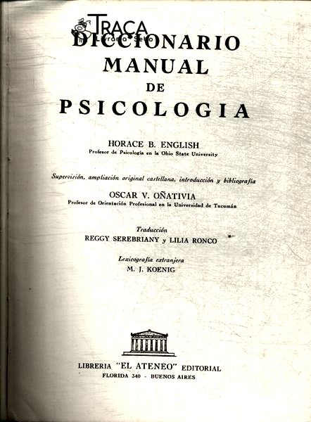Diccionario Manual De Psicologia