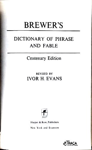 Brewers Dictionary Of Phrase And Fable