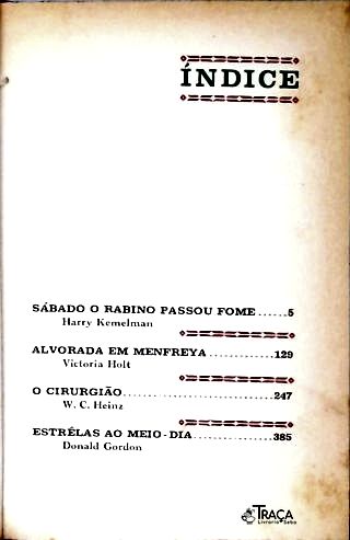 Sábado O Rabino Passou Fome - Alvorada Em Menfreya - O Cirurgião - Estrêlas Ao Meio-dia