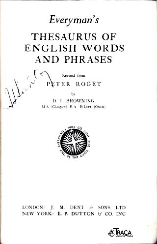 Everymans Thesaurus Of English Words And Phrases