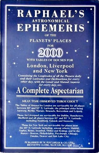 Raphaels Astronomical Ephemeris Of The Planets Places For 2000